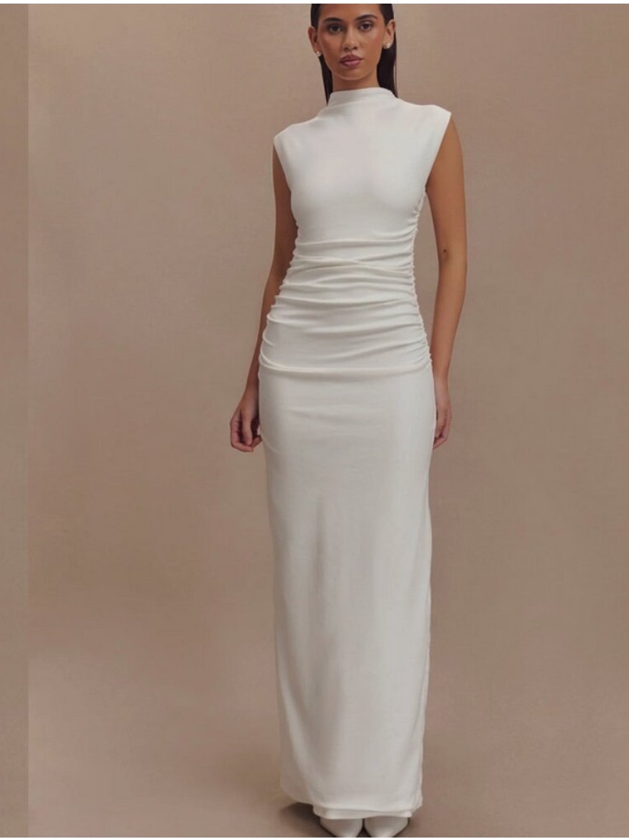Elliot High Neck Sleeveless Maxi Dress - White